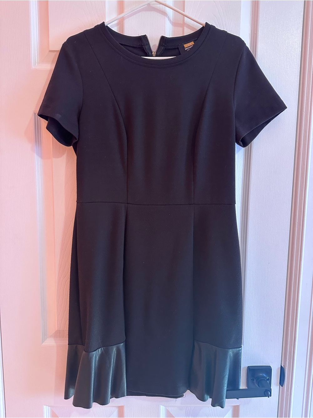 Black Short Sleeve Mini Dress with Ruffle Hem